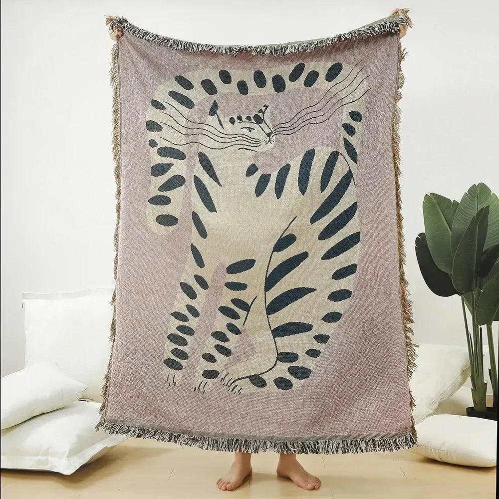 Cosycombe™ Abstract Woven Tapestry Throw, Jacquard Blanket and Wall Hanging