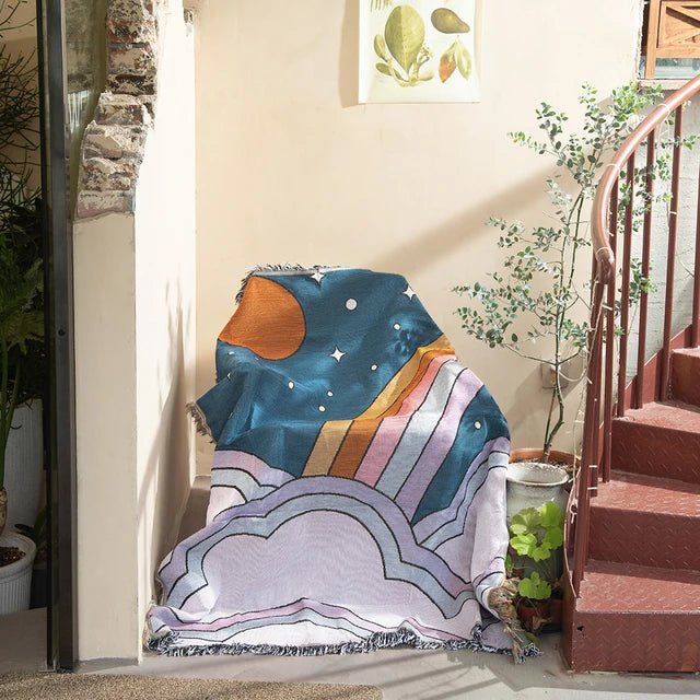 Cosycombe™ Abstract Woven Tapestry Throw, Jacquard Blanket and Wall Hanging