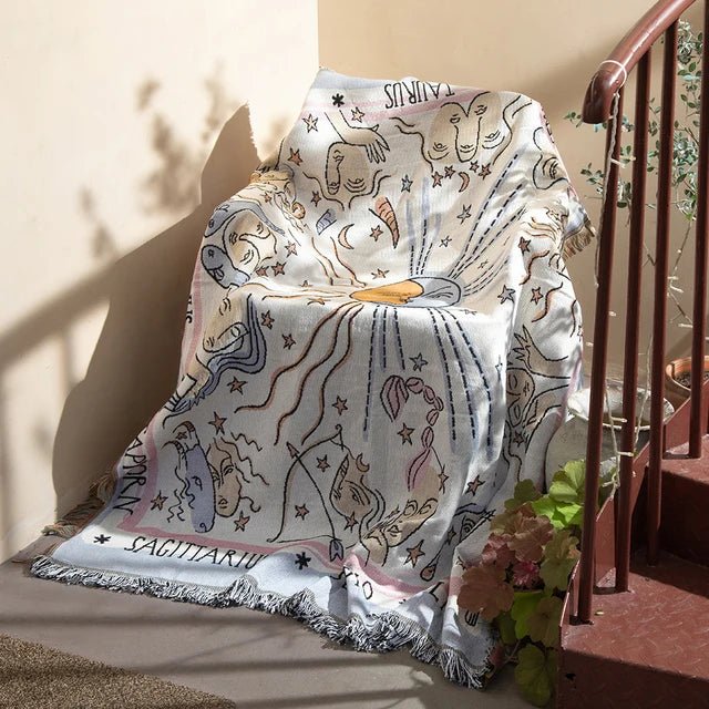 Cosycombe™ Abstract Woven Tapestry Throw, Jacquard Blanket and Wall Hanging