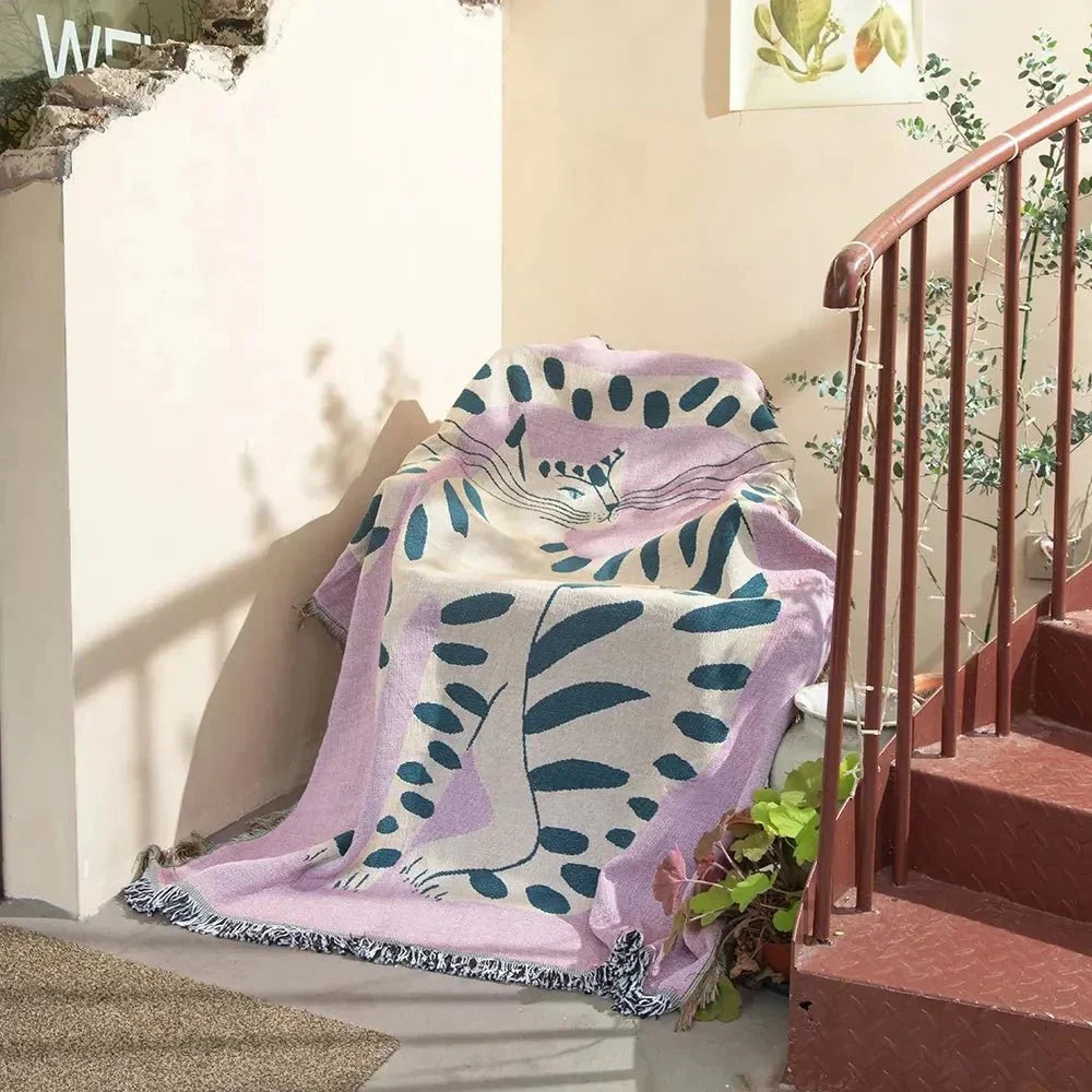 Cosycombe™ Abstract Woven Tapestry Throw, Jacquard Blanket and Wall Hanging