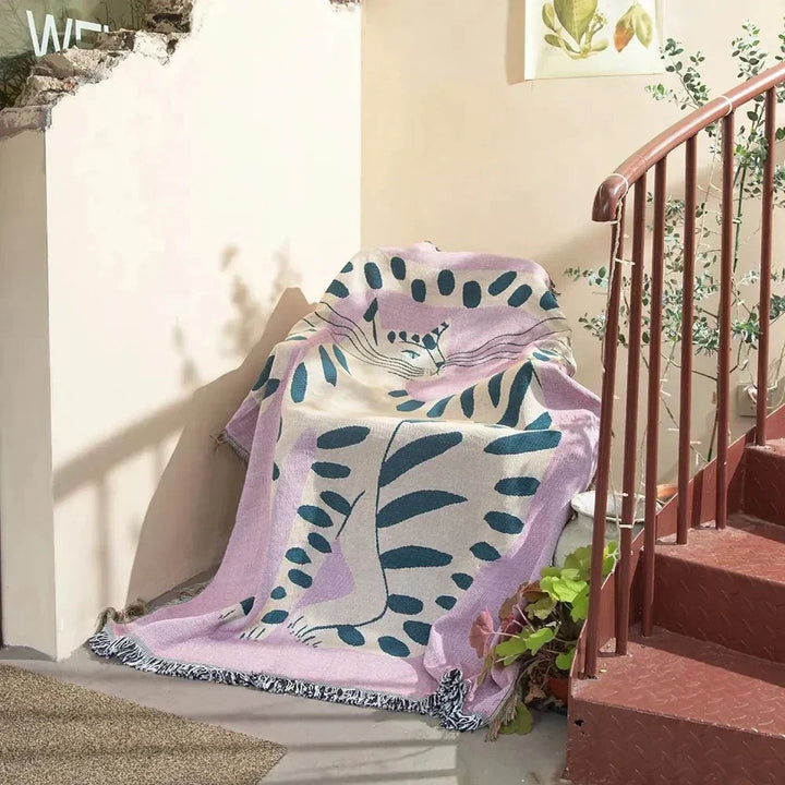 Cosycombe™ Abstract Woven Tapestry Throw, Jacquard Blanket and Wall Hanging