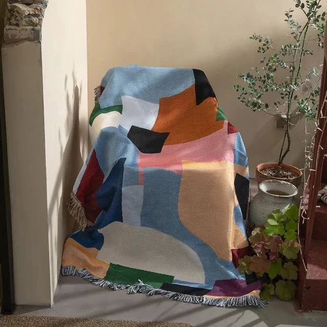 Cosycombe™ Abstract Woven Tapestry Throw, Jacquard Blanket and Wall Hanging