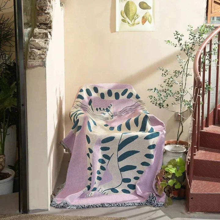 Cosycombe™ Abstract Woven Tapestry Throw, Jacquard Blanket and Wall Hanging