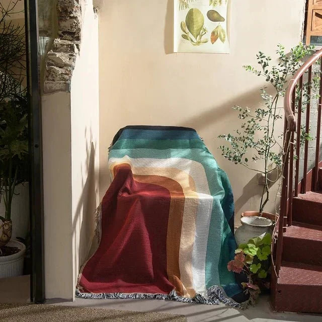 Cosycombe™ Abstract Woven Tapestry Throw, Jacquard Blanket and Wall Hanging