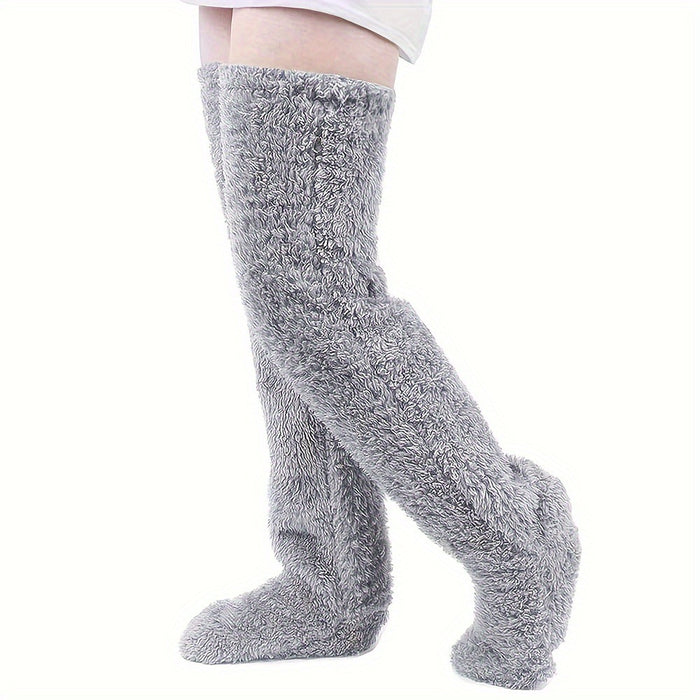 Cosycombe Over the Knee Fluffy Leg Socks in Solid Colours