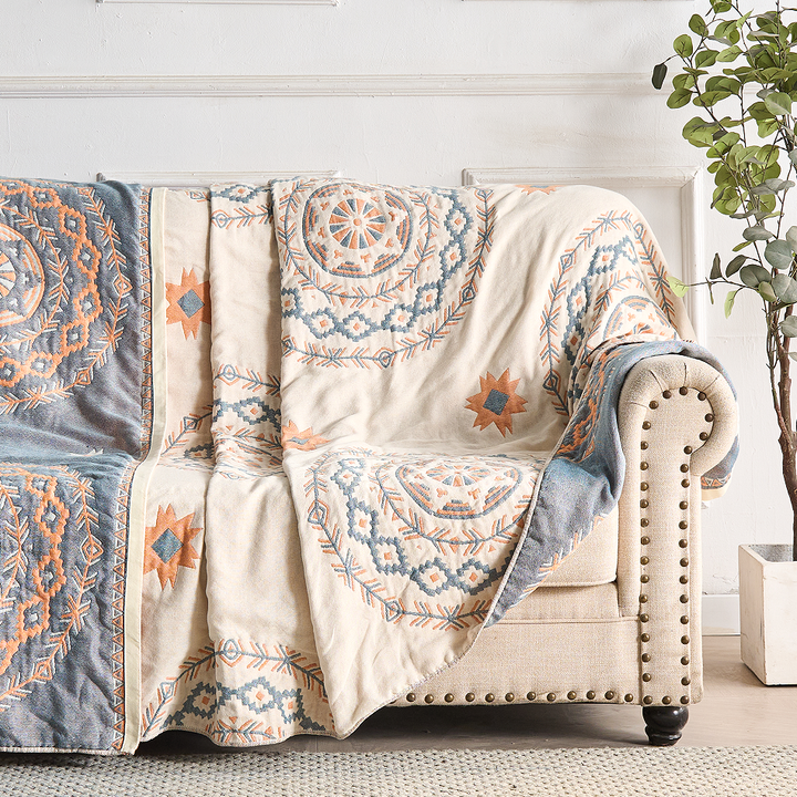 Cosycombe™ Boho Mandala Cotton Throw – Multi-Purpose Decorative Blanket