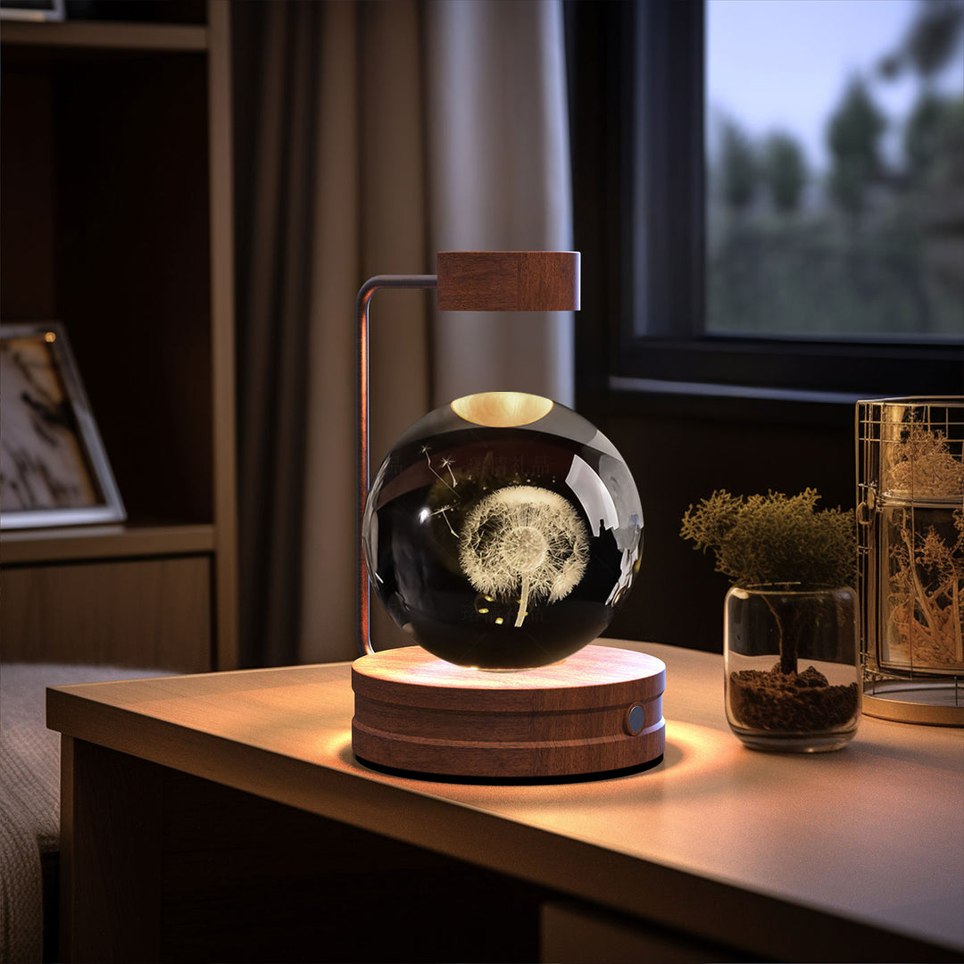 3D Crystal Ball Night Light – Warm Bedside Lamp