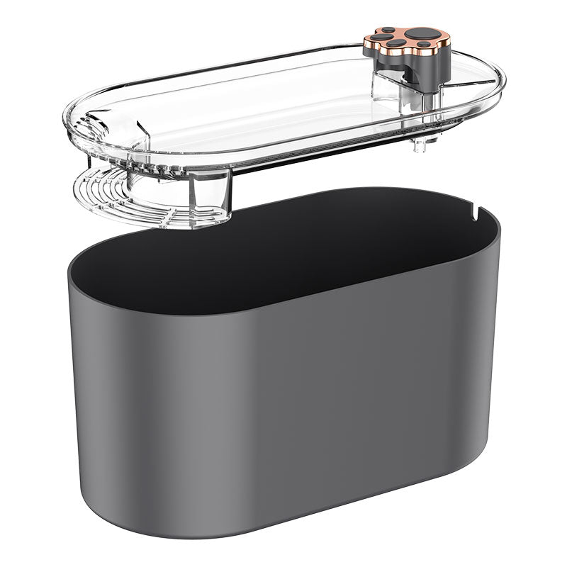 White pet water fountain with running water