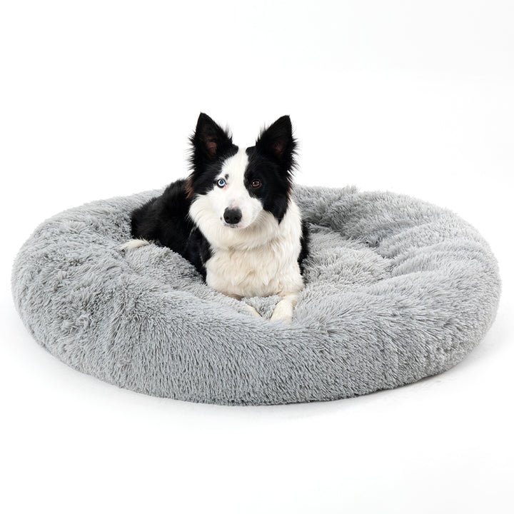 Fluffy round donut pet bed