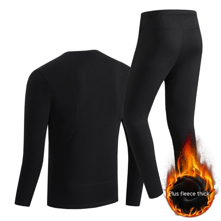 Black heated thermal top and long johns set