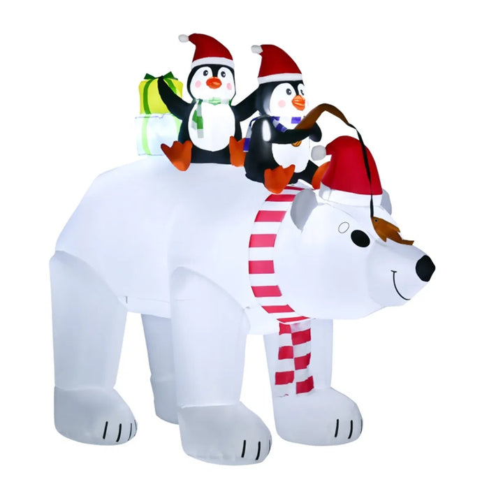 Cosycombe Inflatable Polar Bear with Penguins, Lit Outdoor Display