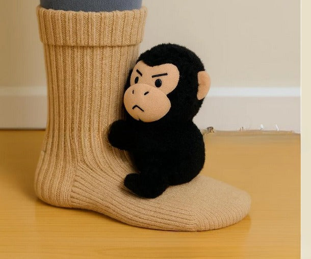 Cosycombe Knit Socks with a 3D Crochet Animal Hug