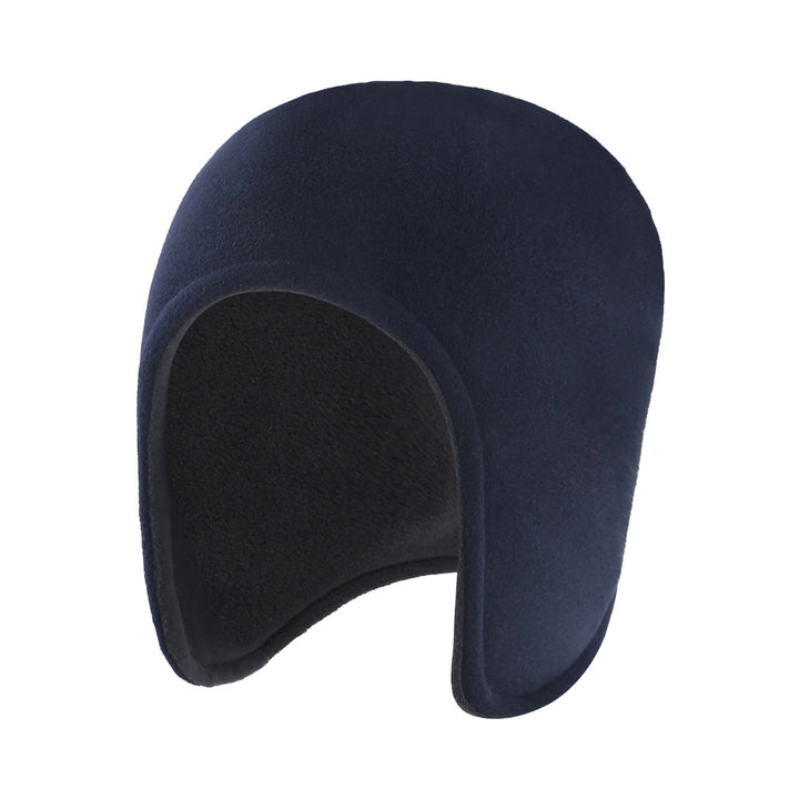 Black polar fleece cap with ear flaps