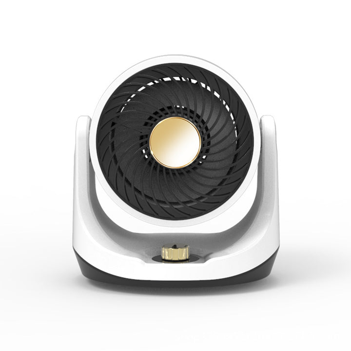 White round desktop fan heater with tilting head
