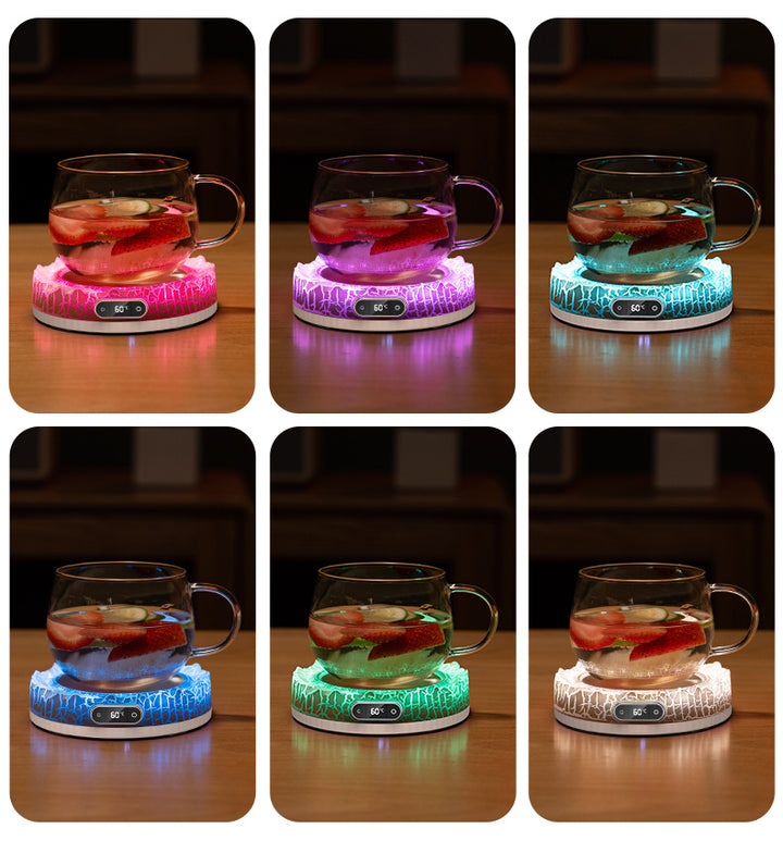 Black volcano mug warmer with colour light