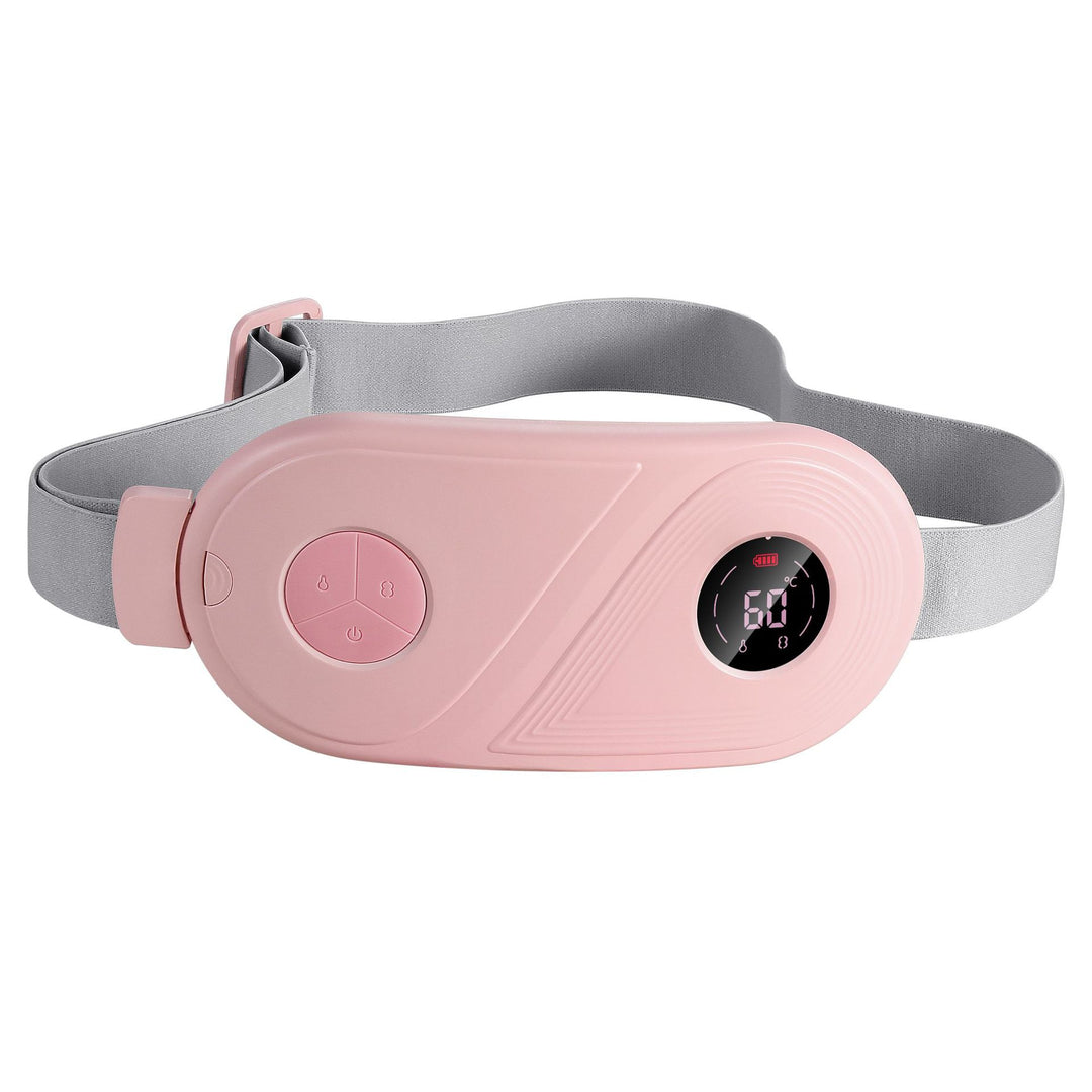 White USB heated waist belt with digital display