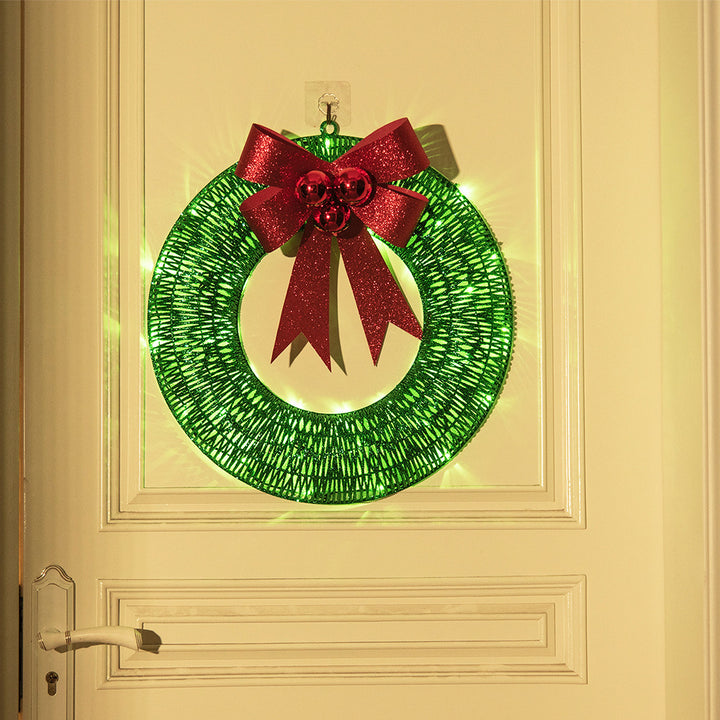Light-Up Christmas Wreath – 50cm with LED Lights and Big Bow