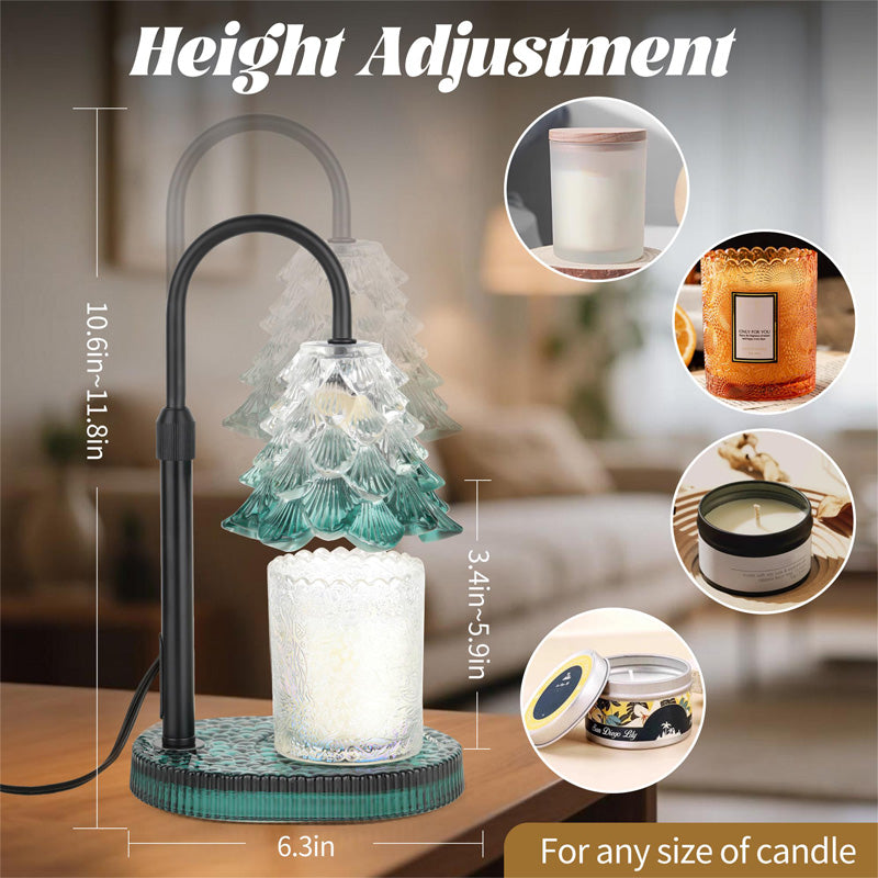 Green Candle Warmer Lamp With Timer And Dimmer, Flame-Free
