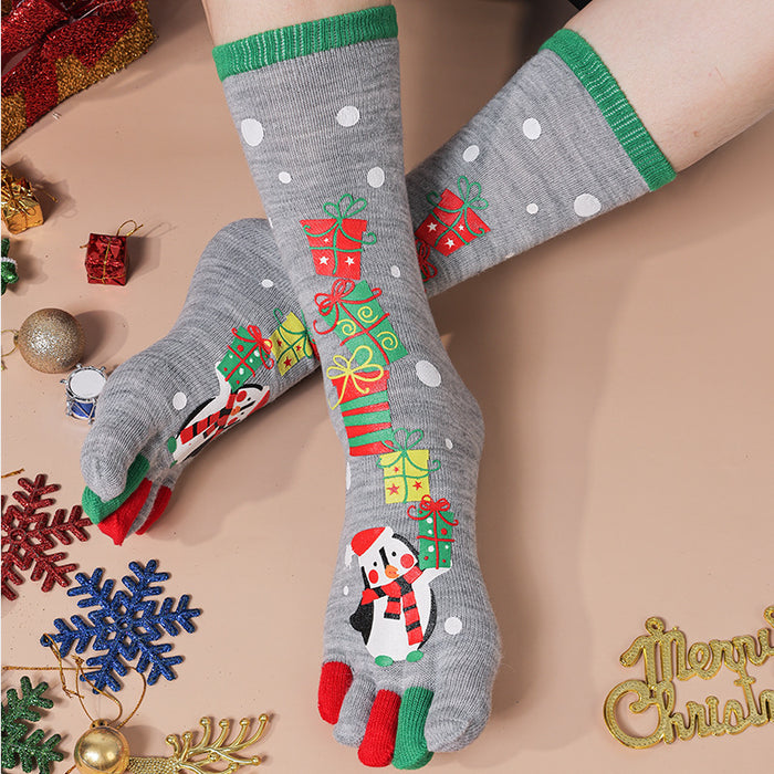 Cosycombe Knee High Christmas Toe Socks for Women