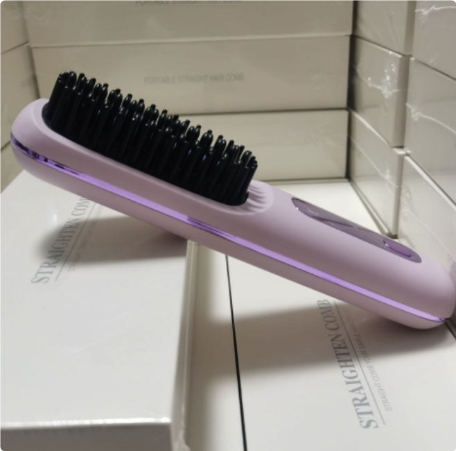 Cordless straightening brush with LCD screen