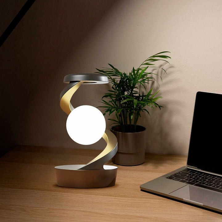 Rotating Moon Lamp – Floating Desk Lamp with Wireless Charging