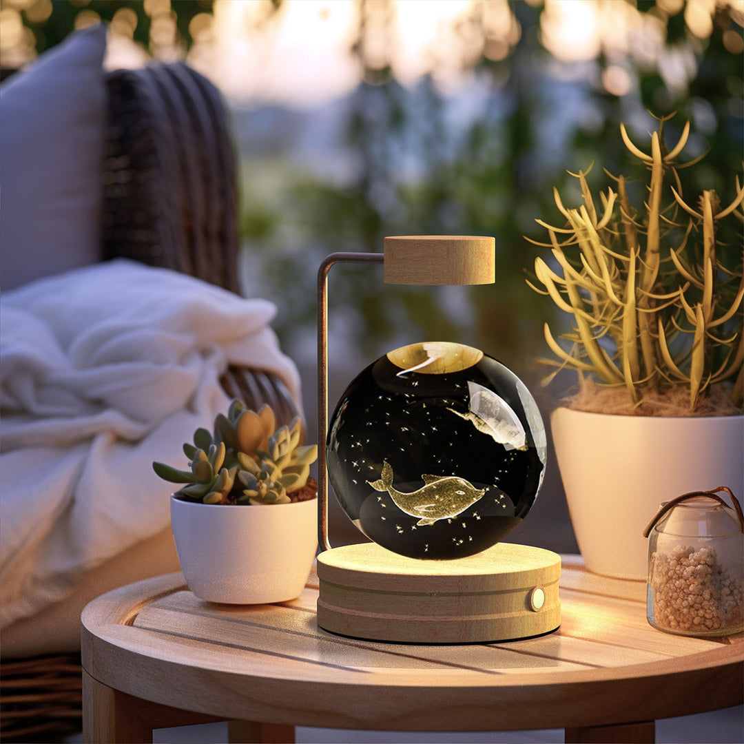 3D Crystal Ball Night Light – Warm Bedside Lamp