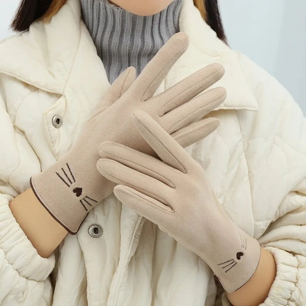 Cosycombe™ Cat Embroidered Touchscreen Winter Gloves for Women