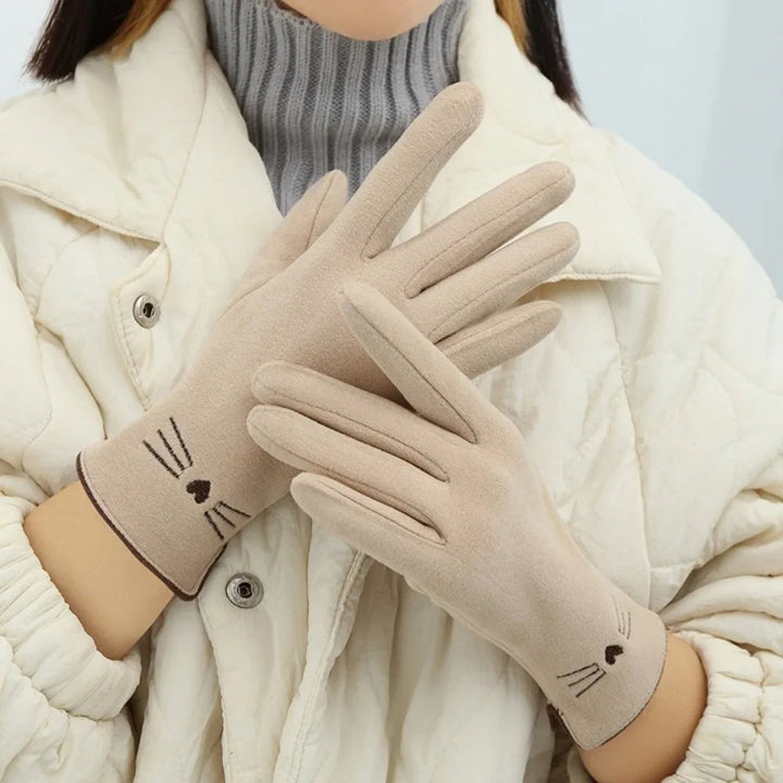 Cosycombe™ Cat Embroidered Touchscreen Winter Gloves for Women