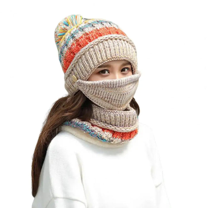 Cosycombe™ Women's Knitted Hat and Scarf Set with Velvet Lining