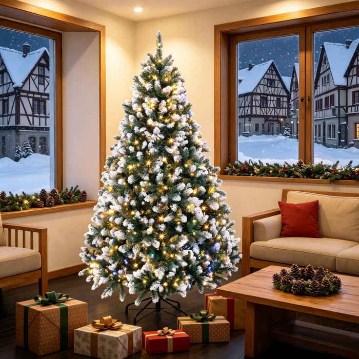 Cosycombe Snow-Tipped Christmas Tree with 350 LEDs and Remote, 6ft