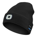 Black knit beanie with front LED light