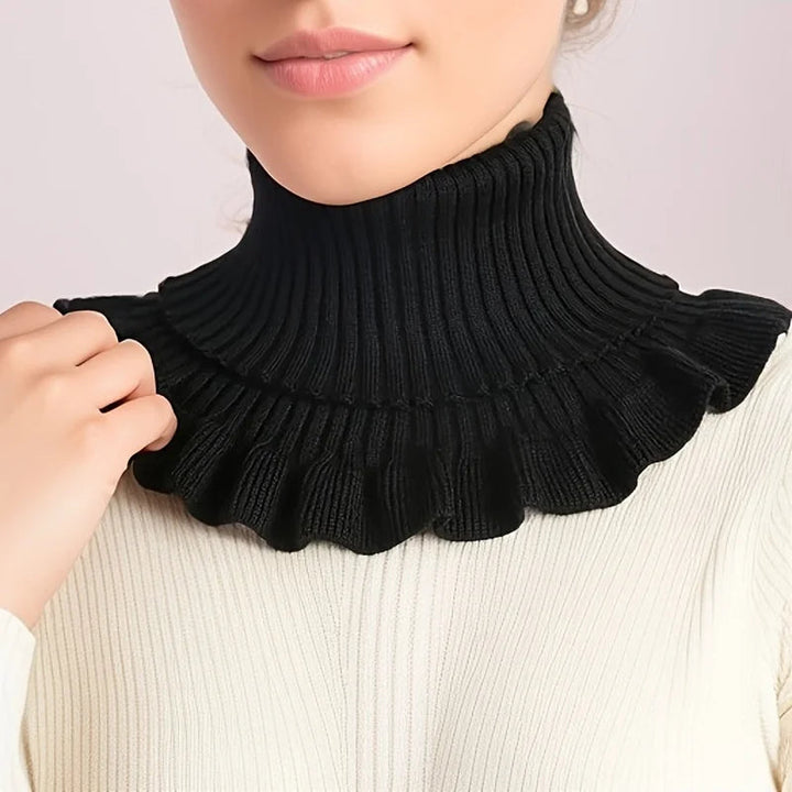 Cosycombe™ Knitted Turtleneck Neck Scarf with Ruffled Edge for Women