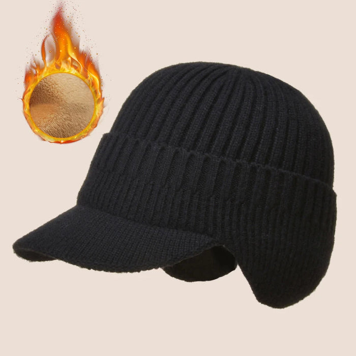 Cosycombe™ Men's Knitted Winter Cap with Ear Flaps and Peak