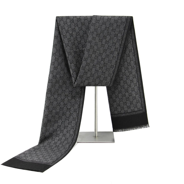 Cosycombe™ Cashmere-Feel Winter Scarf with Letter Print and Fringed Edges