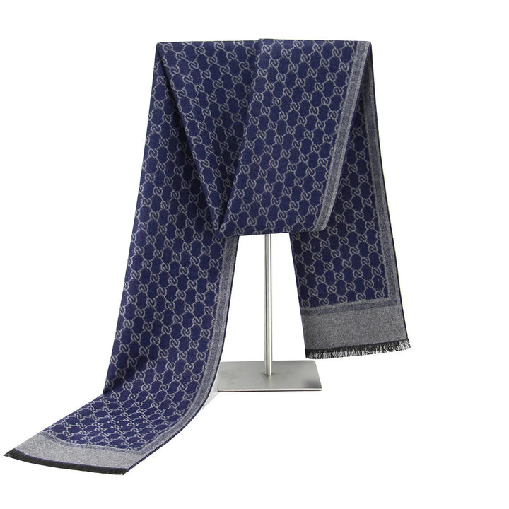 Cosycombe™ Cashmere-Feel Winter Scarf with Letter Print and Fringed Edges