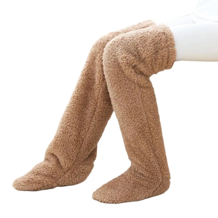 Cosycombe™ Long Coral Fleece Lounge Socks with Open-Foot Option