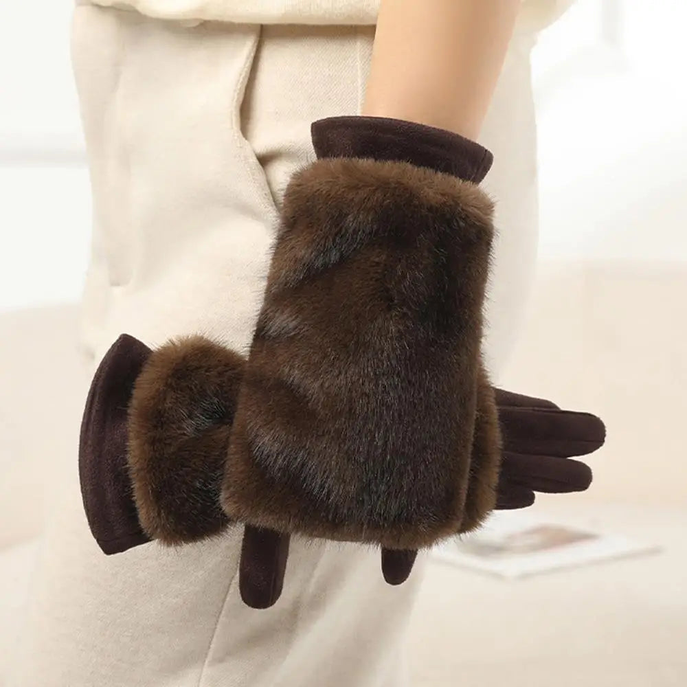 Cosycombe™ Suede Touchscreen Winter Gloves with Soft Fur Trim