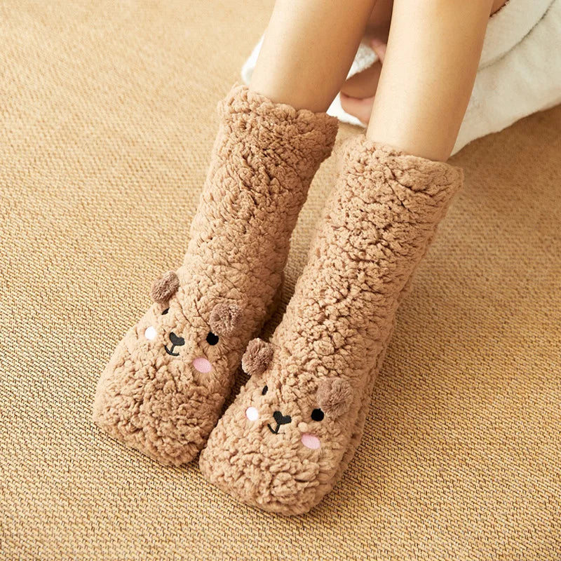 Cosycombe™ Cute Bear Fleece Socks with Non-Slip Grip