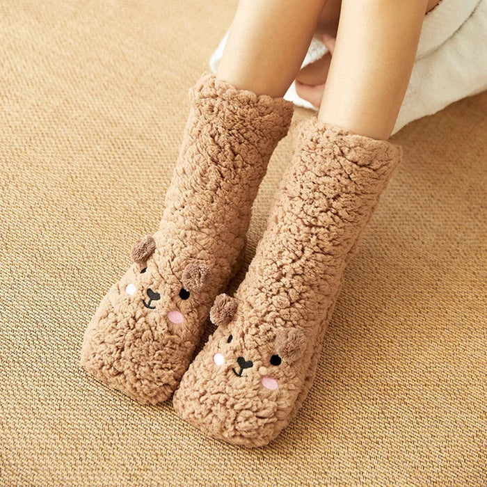 Cosycombe™ Cute Bear Fleece Socks with Non-Slip Grip