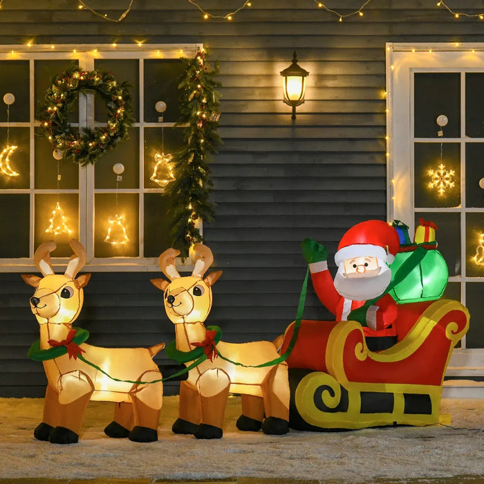 Cosycombe Inflatable Santa Sleigh with Reindeer 8 ft, LED Lit