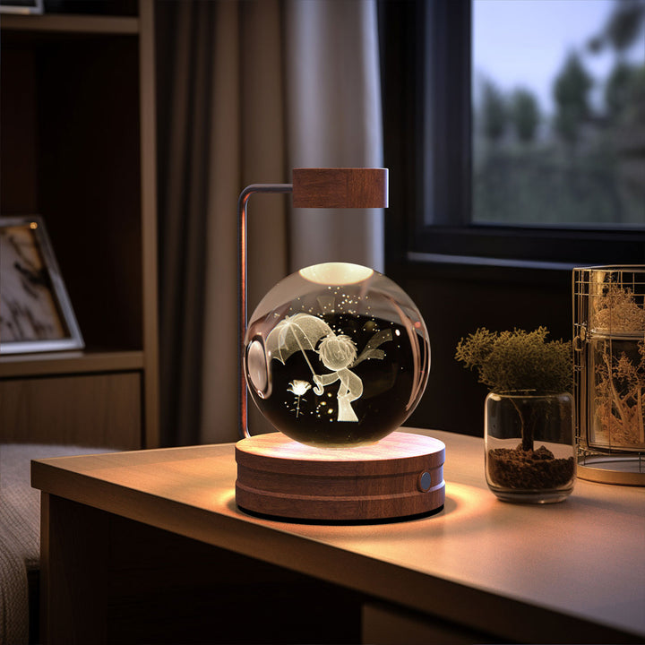 3D Crystal Ball Night Light – Warm Bedside Lamp