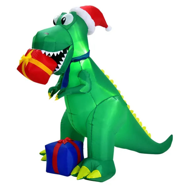 Cosycombe 6ft Inflatable T-Rex in a Santa Hat with Gifts