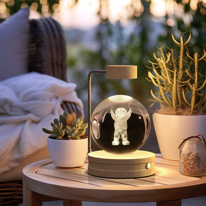 3D Crystal Ball Night Light – Warm Bedside Lamp