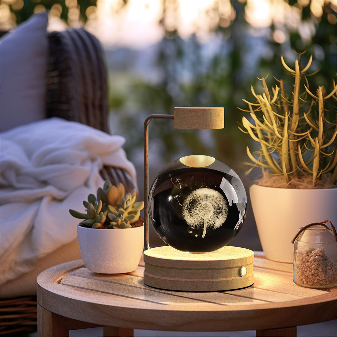 3D Crystal Ball Night Light – Warm Bedside Lamp