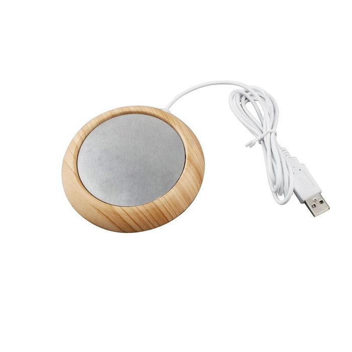 Cosycombe Slim USB Heated Coaster with Wood-Look Rim