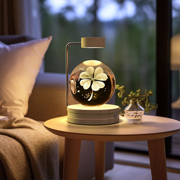3D Crystal Ball Night Light – Warm Bedside Lamp