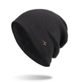 Slouchy knitted beanie with fleece lining