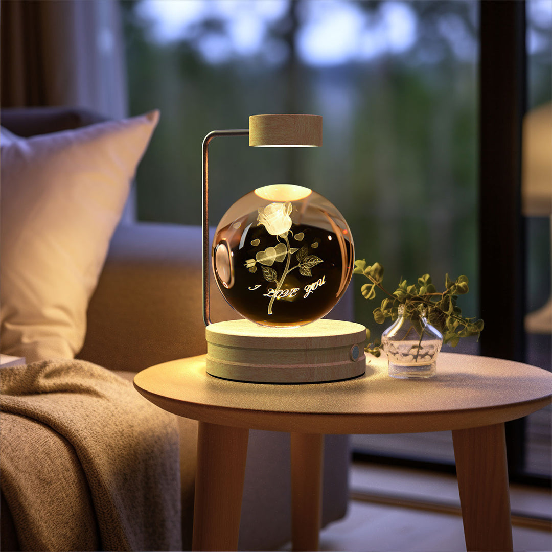 3D Crystal Ball Night Light – Warm Bedside Lamp