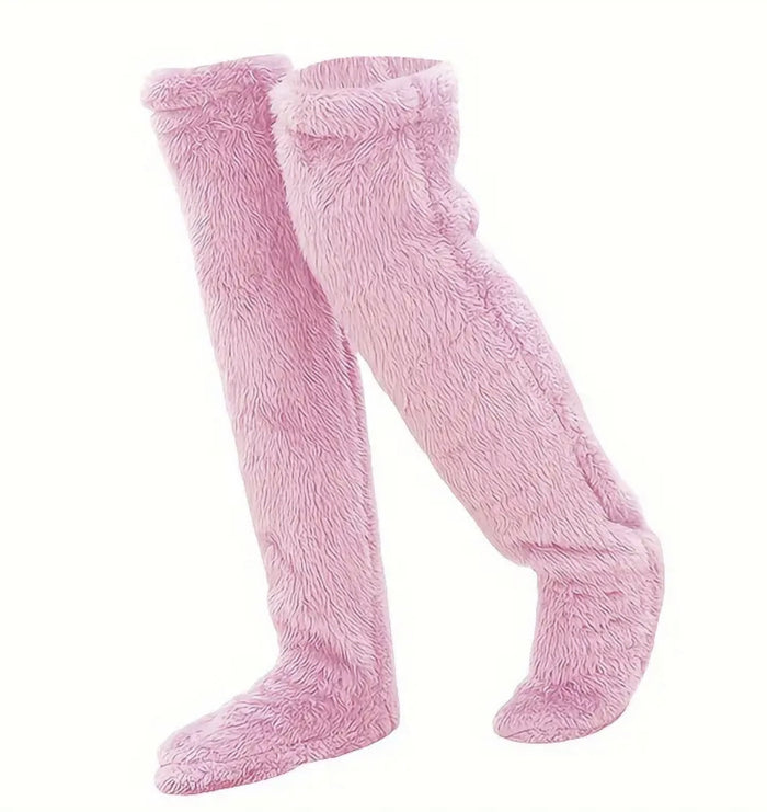 Cosycombe Over the Knee Fluffy Leg Socks in Solid Colours