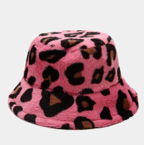Cosycombe Fluffy Faux Fur Bucket Hat in Bold Prints